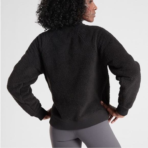 Athleta Womens Black Asana Sherpa Crewneck Sweatshirt with pockets size s‎ - Picture 2 of 8